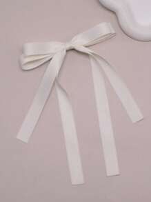 1 件/2 件女士纯色面料甜美蝴蝶结发夹发夹头饰，休闲时尚发饰适合返校、情人节、日常佩戴爪夹发夹 - 米色雙層飄帶髮夾 - 查看 4