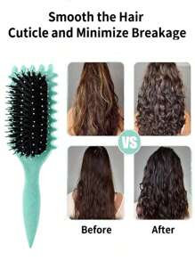 1 件新款卷发刷，2025 最新款野猪鬃毛造型刷，梳子，由尼龙和荞麦茎制成，可用于干发和湿发，顺滑秀发，不打结，小巧方便，易于携带，适合所有发型和所有女性的卷发