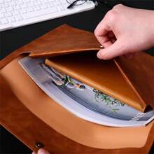 1pc Minimalist A4 Leather Document Organizer Bag, Office File Storage Pouch For A4 Size Documents And Items, Portable Business File Folder,Back To School,School Supplies - Multicolor - View 4