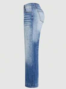 Vaqueros casuales de cintura alta y pierna ancha en estilo retro para mujeres