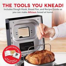 The Everyday Stainless Steel Bread Maker, Up To 1.5lb Loaf, Programmable, 12 Settings + Gluten & Automatic Filling Dispenser - White - 黑色 - 查看 6