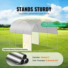 Walk-In Tunnel Greenhouse, 29.5x9.8x6.6 Ft Or 29.2x9.7x6.5 Ft Or 27.4x9.5x7.4 Ft Or 14.6x6.4x6.3 Ft Or 9.6x6.4x6.2 Ft Or 19.4x9.7x6.5 Ft Or 11.3x6.4x6.3 Ft Hoop House With Galvanized Steel Frame, PE Cover, Zipper Door, 12 Windows For Outdoor Use - 9.6x6.4x6.2 ft, White PE Cover, Roll-up Zipper Door and 6 Windows - 查看 2