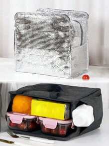 2 pièces/Set Sacs isothermes imprimés avec lettres A-Z et boîte de rangement pour couverts, sac à lunch à double poche