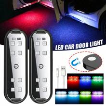 2 件 LED 车门灯套装 - USB 可充电，运动传感器内饰和车身底部装饰灯车门警告灯，适合汽车爱好者 - 增强车内氛围 - 送给车主的完美礼物