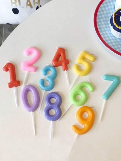 马卡龙彩色数字0-9生日派对蛋糕装饰蜡烛