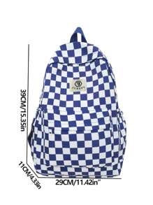 1pc Plaid Large Capacity Checkered Backpack With Laptop Compartment, Multi-Functional Versatile Backpack, Nylon Material, Lightweight, Zipper Design, Casual Travel Backpack, Suitable For Graduates, Teenagers And Young Girls For Outdoor, Travel, School And College Use