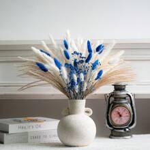 Decoraciones colgantes de estilo bohemio de ratán - Ramillete de flores secas de cola de conejo y phalaris, adecuado para decoración de boda, hogar y fiesta, arreglo floral DIY, decoración de habitación estética, sin plumas, sin electricidad requerida