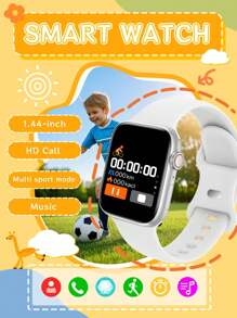 Hot 1 Pc Silicone Strap Sports Smart Watch For Teenagers, 1.44" Touchscreen Electronic Smart Watch With Call Function, Pedometer, Calorie Tracking, Multiple Sports Modes, Alarm & Notification For Android & IOS, Suitable For Gifts, Sports, School, Party And More, Multiple Strap Options - Multicolor - View 1