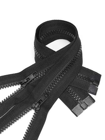 5pcs Black Resin Zippers, Assorted Lengths (14.57 Inches/17.72 Inches/21.65 Inches/23.62 Inches/29.53 Inches/31.5 Inches), #5 Nylon Coil Separating Zipper, Suitable For Garments, Bags, Home Textiles And Other Sewing Products