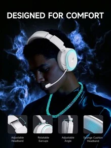Picun Picun 2.4GHz Wireless Over-Ear Game Headphone, 2.4GHZ Wireless Game Headset, Ultra-Low Latency Mode, ENC Noise Cancellation Microphone & Retractable Microphone, 7.1 Channel Mode, Wireless V5.4 For Fast & Stable Connection, 100Hrs Long Battery Time