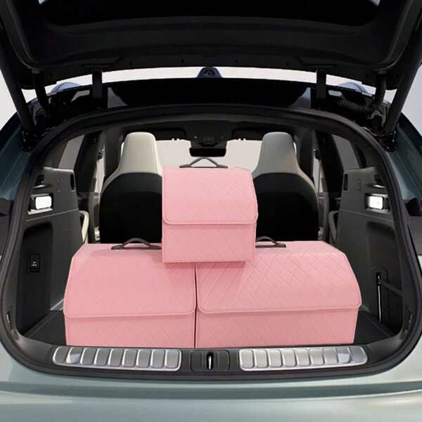 1pc Car Trunk Organizer Large Capacity Box Auto Multiuse Tools Storage Bag Stowing And Tidying PU Leather Folding Bag For Emergency Storage Box