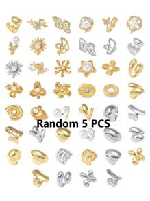 1/10 件不锈钢戒指套装镀层，镶嵌人造锆石、珍珠、绿松石、不对称几何、心形、花朵、星形设计、可调节开口，适合海滩、度假、情人节、情侣、朋友、礼物、女性日常佩戴、妈妈、母亲、母亲节、礼物