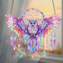 使用前，请务必撕掉产品表面的保护膜。这款波西米亚风猫头鹰捕梦壁挂，是一款色彩缤纷的玻璃阳光捕捉器，饰有色彩斑斓的猫头鹰图案。它展现了独特的波西米亚艺术风格，适合以自然为灵感的家居和办公装饰。室内外均可使用，是理想的礼物之选。 - 彩色 - 查看 8
