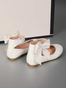 زوج أحذية أميرة للأطفال مزين بفيونكة، أسلوب حذاء كامبوس ناعم، مناسب للبنات في فصول الربيع والصيف والخريف والشتاء