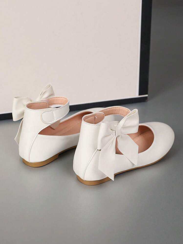 1 Pair Cute Bow Decor Children Princess Shoes, Fashion Soft Bottom Campus Style, Suitable For Girls Spring Summer Autumn Winter - White - View 3