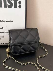 1pc Korean Version Of Gentle Style 2025 Spring And Summer New Chain Bag Rhinestone Fashion Shoulder Bag Mini Crossbody Bag For Girl, Suitable For All Occasions Girls Mini Bag, Comfortable And Adjustable Shoulder Strap, Versatile And Not Picky, Suitable For Outdoor, Play, Commuting Use, Is A Perfect Gift For Girls - Diamond Lattice Small Square Bag - View 13