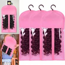 3 piezas Bolsas de almacenamiento para pelucas con percha, soporte para pelucas para múltiples pelucas, soporte portátil para extensiones de cabello a prueba de polvo, accesorios para pelucas y extensiones de cabello