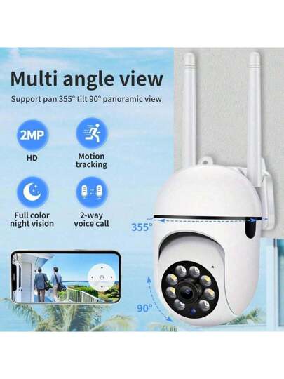 1pc 1080P Wireless WiFi Slimme Home Security Camera, 350° Viewing Angle, Spherical Motion Detection Function, Night Vision Alarm Push 2.4GHz Network, Wand Mounted Indoor Surveillance Supports Application Control. Monitoring IP Safety Monitoring, Elderly Children Caregiver, USB Power Supply view 9