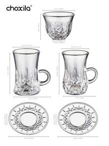 choxila 1 件土耳其茶杯、茶碟、卡瓦杯、阿拉伯茶杯套装、传统玻璃红茶杯套装，非常适合茶会、礼物、乔迁、婚礼、周年纪念返校 - 透明 - 查看 7