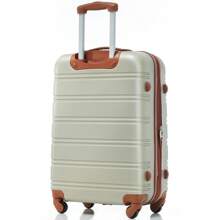 ABS Hard Shell Travel Trolley Suitcase 4 Wheel Luggage Set Hand Luggage, 24", (Golden Green And Brown) - Green - View 1