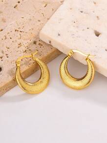 1 par/4 pares de pendientes geométricos asimétricos de acero de titanio con patrón liso, vintage y versátiles de acero inoxidable para mujeres