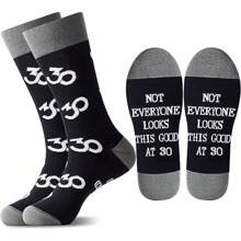 1 Pair Birthday Gifts For Men Aged 18/21/30/40/50/60/70/80, Funny Mid-Calf Socks For Men, Socks With Age Letters, Age Socks For Men, Birthday Gifts For 18/21/30/40/50/60/70/80 Years Old, Very Cool Gifts For Men, Novelty Men Socks, Fall - Black - View 16