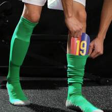 1 par de protectores de espinilla talla grande gruesos con impresión de número de árbitro de fútbol mini para adultos