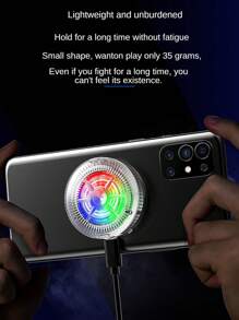 1 pièce Ventilateur de refroidissement pour téléphone avec lumière RGB magnétique noire, ventilateur à cristaux de glace, radiateur de refroidissement à semi-conducteurs, dissipateur de chaleur de jeu pour téléphone/tablette, 2 vitesses réglables ; pochette de transport incluse