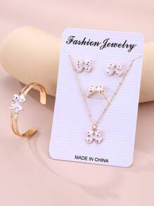5 件套女孩蝴蝶首饰套装包括项链、手链、戒指、耳环 - 蝴蝶 - 查看 13