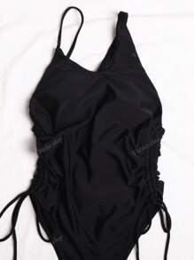 Women's One-Shoulder Monokini With Drawstring & Open Back – Sexy Summer Swimwear,Elegant,Suitable For Concert Outfit Women And Easter