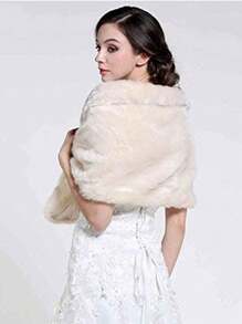 Women's Wedding Faux Fur Wraps And Shawls Bridal Fur Stoles Scarf With Rhinestones Brooch For Bride And Bridesmaids - Ivory - View 6