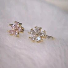 1 件时尚锆石花朵开口戒指，适合女性日常佩戴