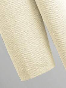 Women's Minimalist Solid Color Turtle Neck Tank Top & Wide Leg Trousers With Long Cardigan Three-Piece Set, Basic Co-Ord Set - 米色 - 查看 6