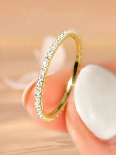 1pc 925 Sparkling Ring For Women Classic Clear Sparkling Ring Silver Ring For Women For Girl, Vintage And Finger Accessory For Gift Jewelry