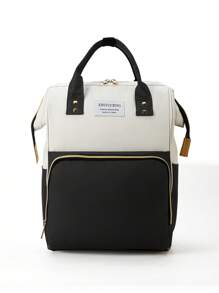 Large Capacity Maternity Bag, Fashionable Diaper Bag For Mom, Oxford Cloth Backpack With Insulated Bottle Holder