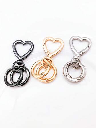 1Set Of Heart-Shaped Spring Buckles And Spring Rings Combination, Convenient Key Buckle, Dog Buckle, Backpack Accessories, Keychain Pendant,Openable Handbag Strap Connector, Outdoor Camping Hiking Accessories, Suitable For DIY Hanging Rope Dog Buckle, Jewelry Metal Key Buckle Metal Shape Key Buckle Bag Clip Hook Dog Chain Buckle Car Accessories Bag Charm School Cute Goth Y2k Halloween Accessories Teachers Day