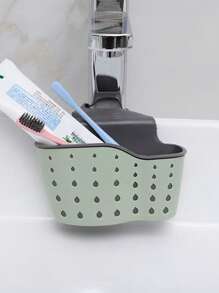 2pcs Rubber Material Kitchen Sink Rack, Adjustable Dish Drying Rack With Hanging Bag, Sponge & Brush Holder, Ginger & Garlic Basket, Double Layer Drainer Basket, Storage Basket, Bathroom & Kitchen Organizer