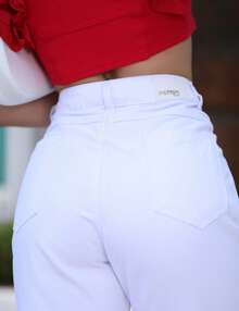 PATRIA BRASIL Women's White Mom Pants With Pleats - Putih - View 3