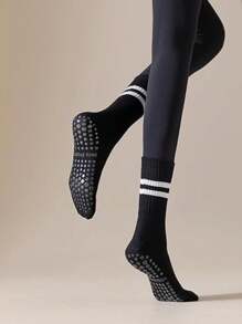 3 Pairs Women's Yoga Socks With Anti-Slip Grip, Suitable For All Seasons, Women's Non-Slip Long Socks With Grip, Appropriate For Ballet, Dance And Exercise, For Gym