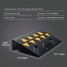 Rubber Curb Ramp 1 Or 2 Pack, 19.7 X 15.0 X 5.9" To 39.4 X 9.8 X 3.5" Rise Height Heavy-Duty 15 T Capacity Threshold Ramps, Driveway Ramps With Stable Grid Structure For Cars, Wheelchairs, Bikes, Motorcycles - 19.7 X 11.8 X 4.25" 1 Pack - View 7
