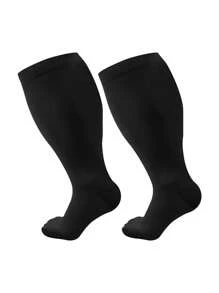 Calcetines deportivos de compresión de talla grande, calcetines de fitness de unicolor hasta el tobillo, extra cómodos y aptos para correr, escalar, ciclismo, saltar la cuerda, entrenamiento