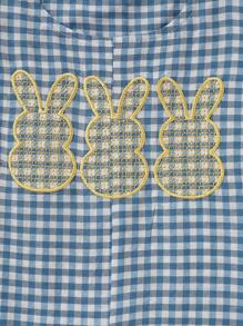2pcs Baby Girls' Casual Easter Bunny Plaid Jumpsuit & Cap Set - Blue - View 6