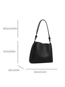 Luxury Fashionable Chic PU Leather Tote Bag With Exquisite Design - Black - View 2