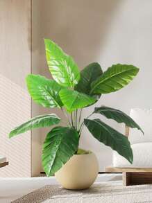 67-85 厘米大型人造鹤望兰树假热带龟背竹植物真实触感棕榈叶塑料香蕉树枝绿色中心装饰适用于家庭花园室内阳台装饰无盆 1 件