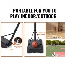 Basketball Hoop, 4-10 Ft Adjustable Height Portable Backboard System, 54 Inch Or 28 Inch Or 32 Inch Or 50 Inch Or 40 Inch Basketball Hoop & Goal, Basketball Set With Wheels, Stand, And Fillable Base, For Outdoor/Indoor,Black - 44 Inch Basketball Hoop & Goal,4-10 Ft Adjustable Height - View 4