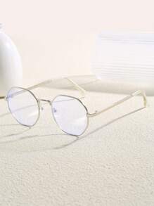 1 副男女通用金属圆形时尚透明眼镜，复古经典设计，适合日常生活、学习、电脑使用，可适配处方镜片 - 彩色 - 查看 3