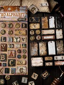 2 Peças/Pacote Adesivos Decorativos de Efeito de Metal Enferrujado e Envelhecido Vintage para Scrapbooking DIY, Álbum de Fotos, Artesanato, Materiais Escolares, Volta às Aulas