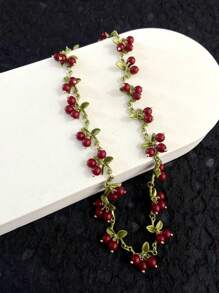 Juego de joyas artesanales con piedras naturales con diseño floral - Incluyendo pendientes, pulsera y collar para mujeres - Pendientes pulsera collar con piedras de color arándano - Ver 26