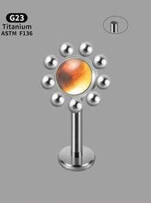 1PC Shiny G23 Titanium Sun Flower Labret Lip Ring Nine Steel Ball Embrace Opal&Crystal Lobe Piercing Earring Gradient Flash Film Internal Thread Helix Tragus Cartilage Stud - 1 Piece Of Titanium Flower Lip Stud - View 10