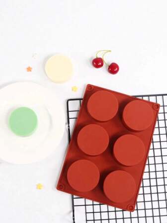 1pc Chocolate Cake Biscuit Mold 6 Cavity Round Silica Gel Baking Mold, Apply To Cylindrical Candy Jelly Cake Chocolate Covered Sandwich Biscuit Handmade Resin Mini Soap